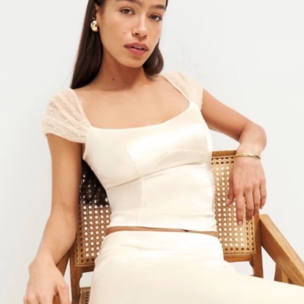Reformation Bridget Silk Top in Cream
